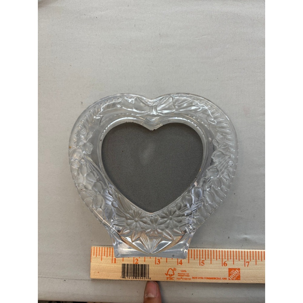 Studio Nova Crystal Heart Picture Frame Frosted Floral Glass Japan 5x5